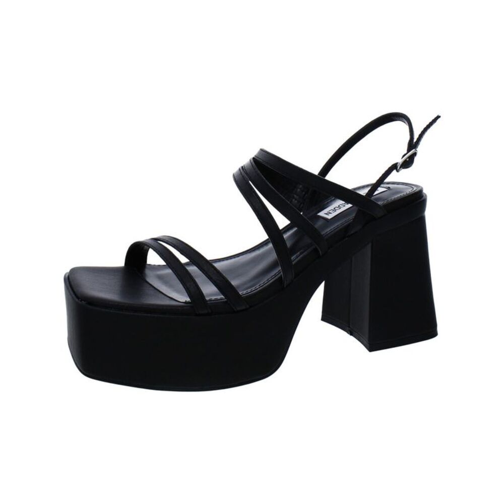 STEVE MADDEN Womens Black 2" Platform Bossy Leather Slingback Sandal 8.5